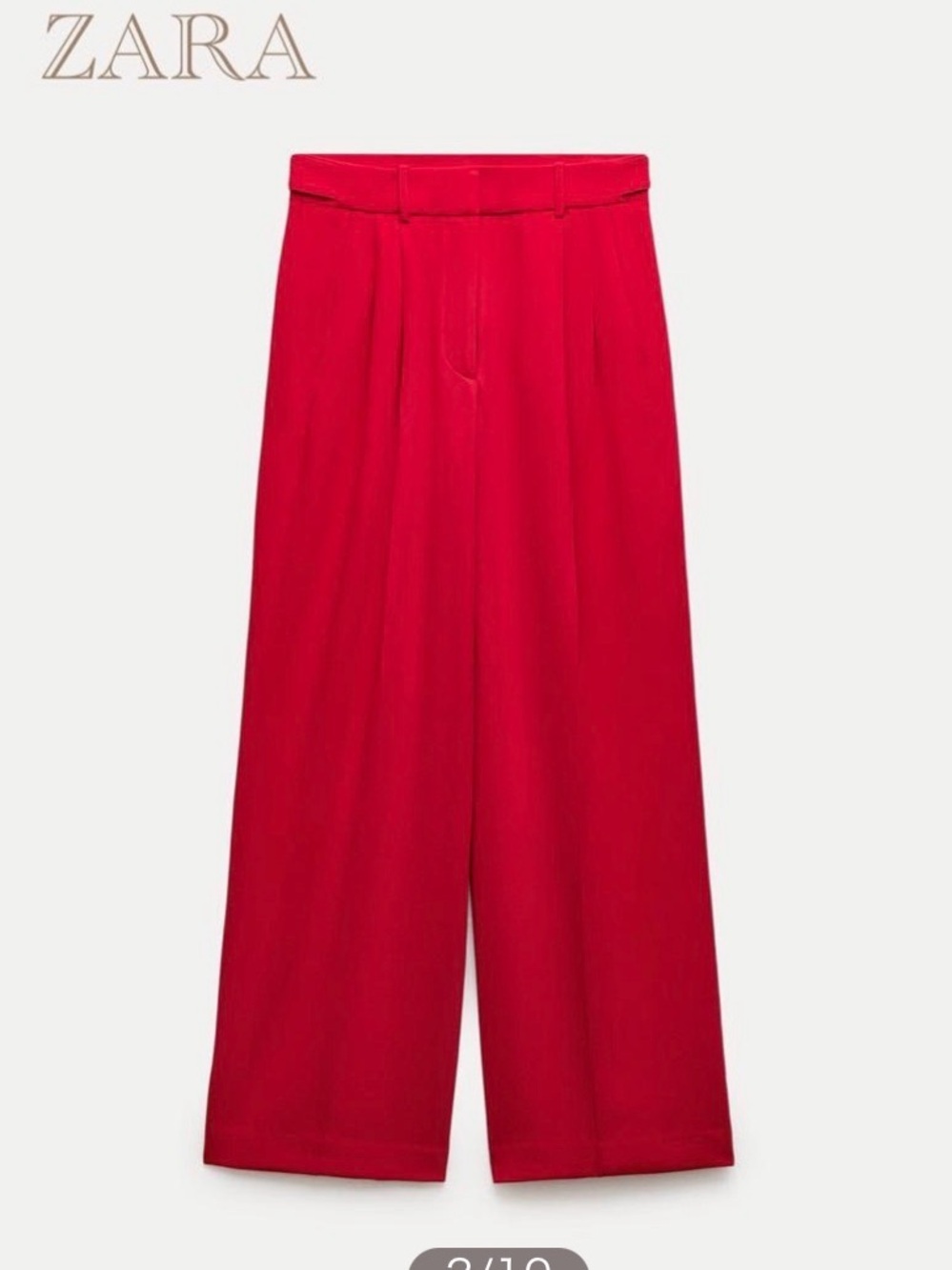 ZARA Vibrant Red Wide-Leg High-Waist Trousers